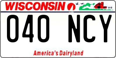 WI license plate 040NCY