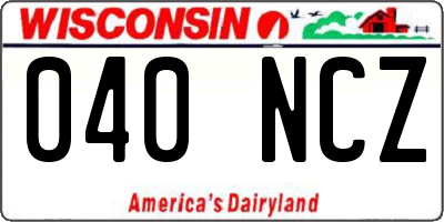 WI license plate 040NCZ