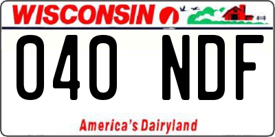 WI license plate 040NDF