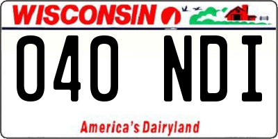 WI license plate 040NDI