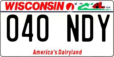 WI license plate 040NDY