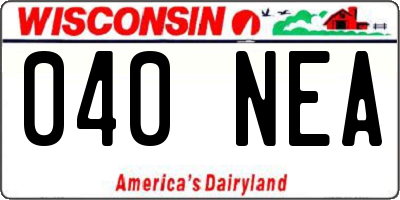 WI license plate 040NEA