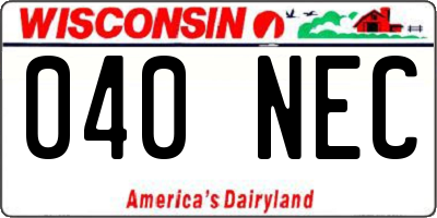 WI license plate 040NEC