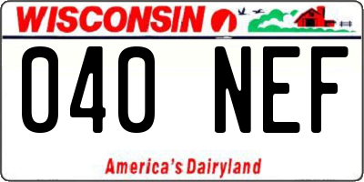 WI license plate 040NEF