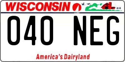 WI license plate 040NEG