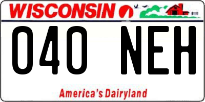 WI license plate 040NEH