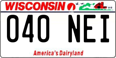 WI license plate 040NEI