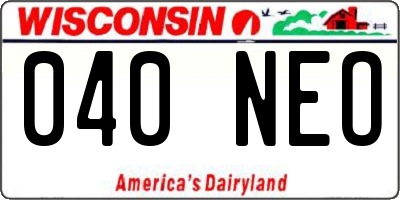 WI license plate 040NEO