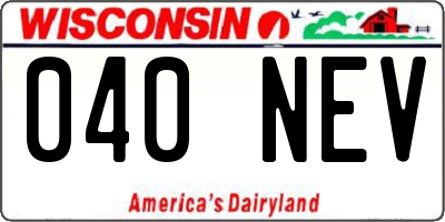 WI license plate 040NEV