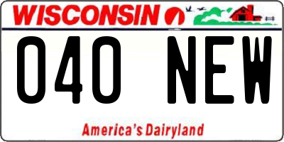 WI license plate 040NEW