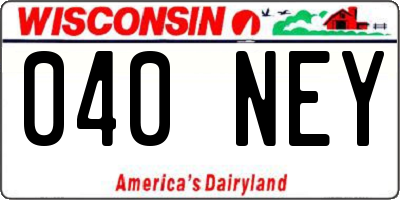 WI license plate 040NEY