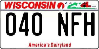 WI license plate 040NFH