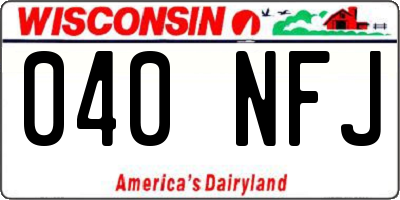 WI license plate 040NFJ