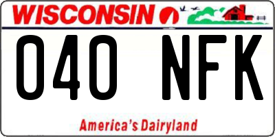 WI license plate 040NFK