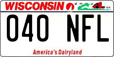 WI license plate 040NFL