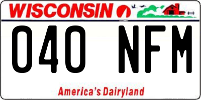 WI license plate 040NFM