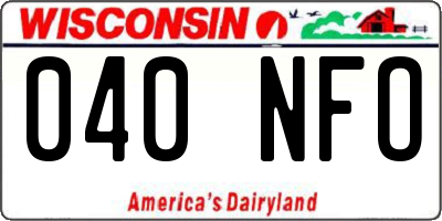 WI license plate 040NFO