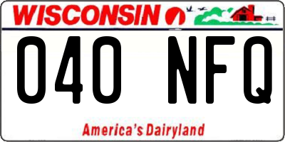 WI license plate 040NFQ