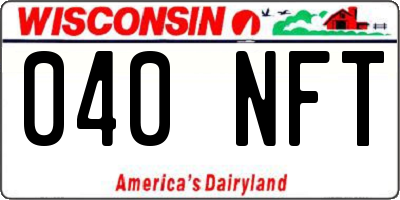 WI license plate 040NFT
