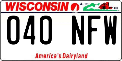 WI license plate 040NFW