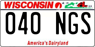 WI license plate 040NGS