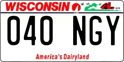 WI license plate 040NGY