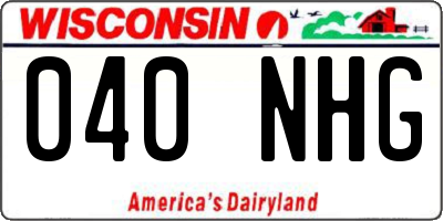 WI license plate 040NHG
