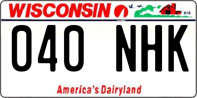 WI license plate 040NHK