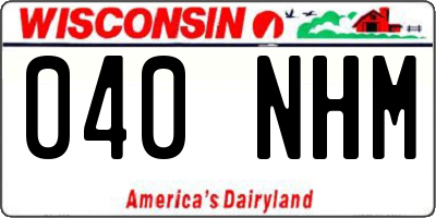 WI license plate 040NHM
