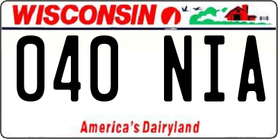 WI license plate 040NIA