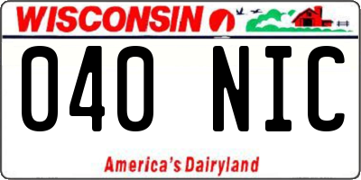 WI license plate 040NIC