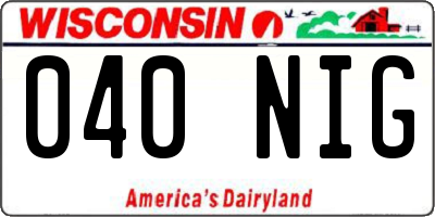 WI license plate 040NIG