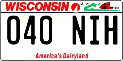 WI license plate 040NIH