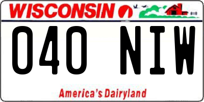 WI license plate 040NIW