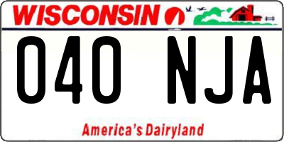 WI license plate 040NJA