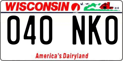 WI license plate 040NKO