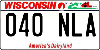 WI license plate 040NLA