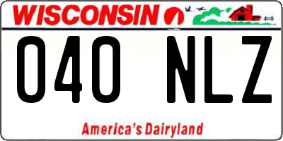 WI license plate 040NLZ