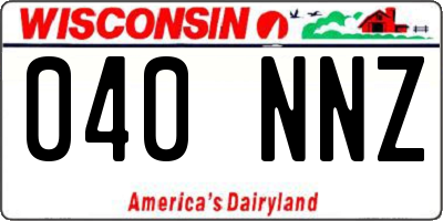 WI license plate 040NNZ