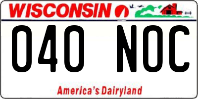 WI license plate 040NOC