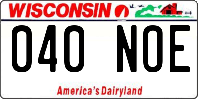 WI license plate 040NOE
