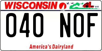 WI license plate 040NOF