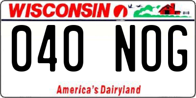 WI license plate 040NOG