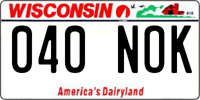 WI license plate 040NOK