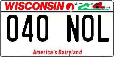 WI license plate 040NOL