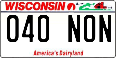 WI license plate 040NON