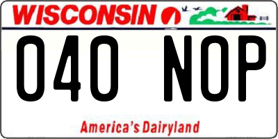WI license plate 040NOP