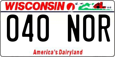 WI license plate 040NOR