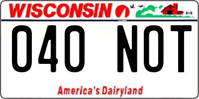 WI license plate 040NOT