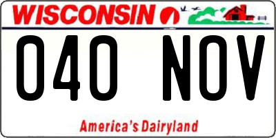 WI license plate 040NOV